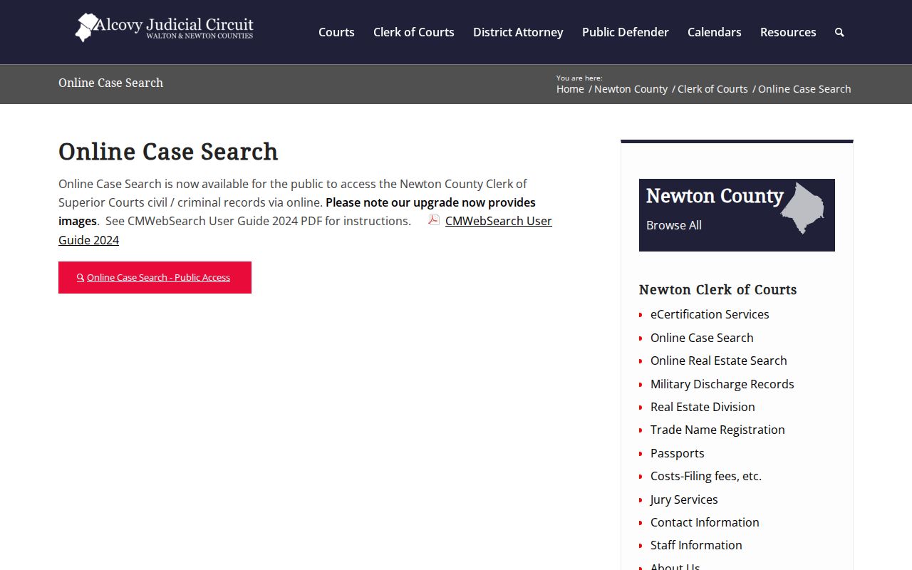 Newton County case search portal instructions