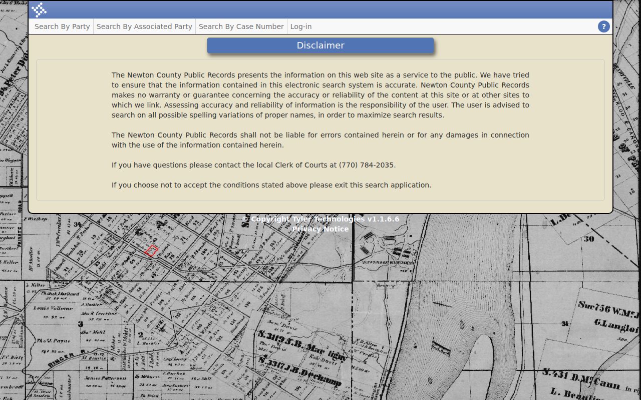 Newton County case search public record disclaimer