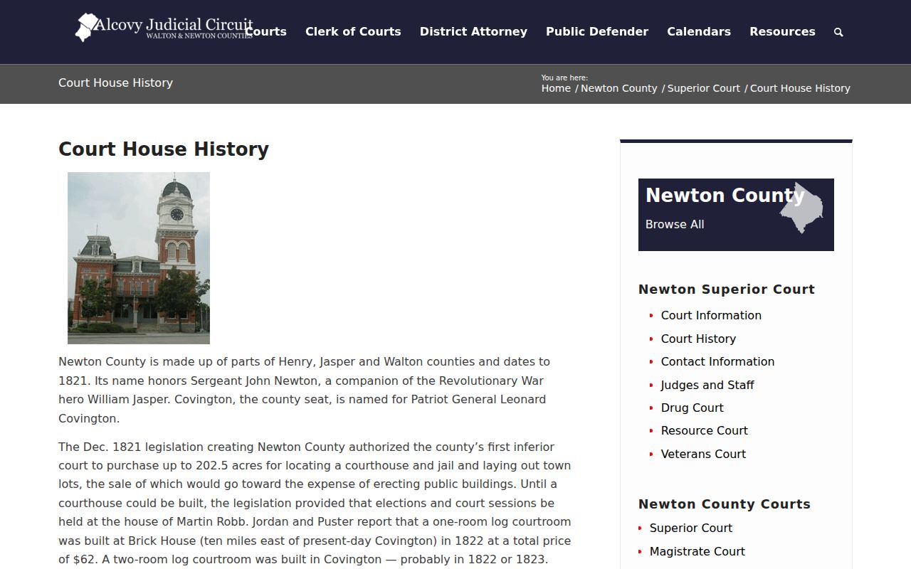 Newton County courthouse history and Judicial Center timeline