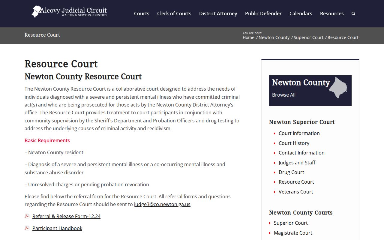 Newton Resource Court purpose and referral information