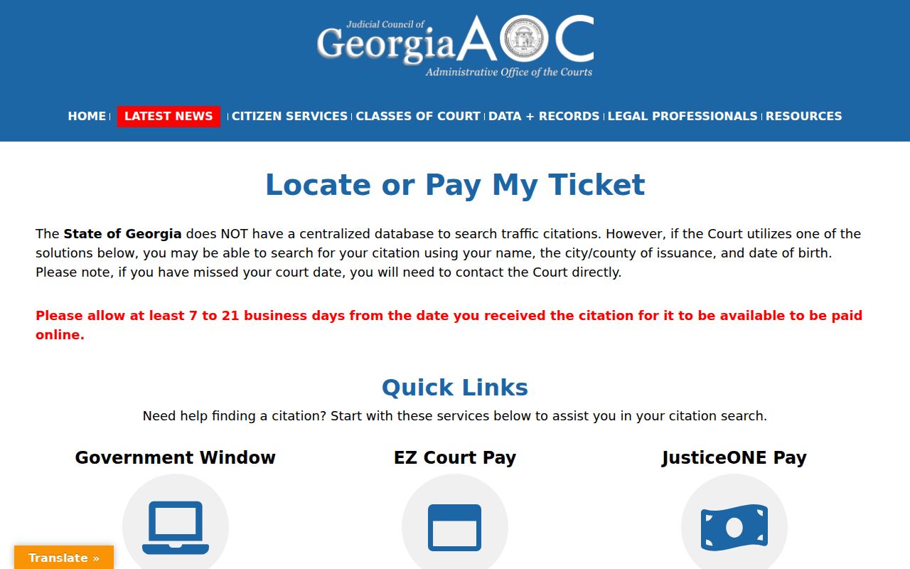 Newborn court docket Georgia ticket database guidance