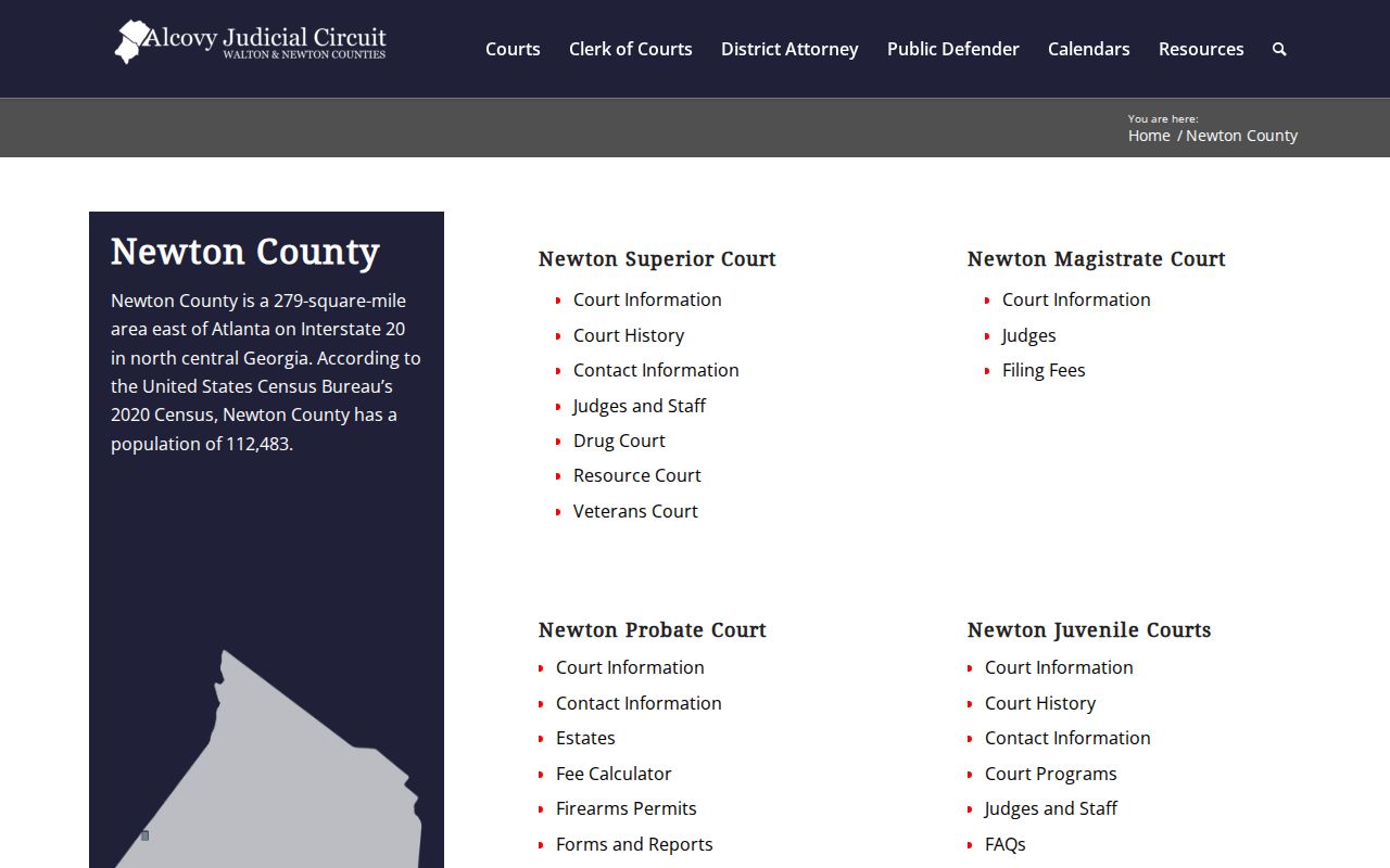 Newton County court docket court directory and judicial offices
