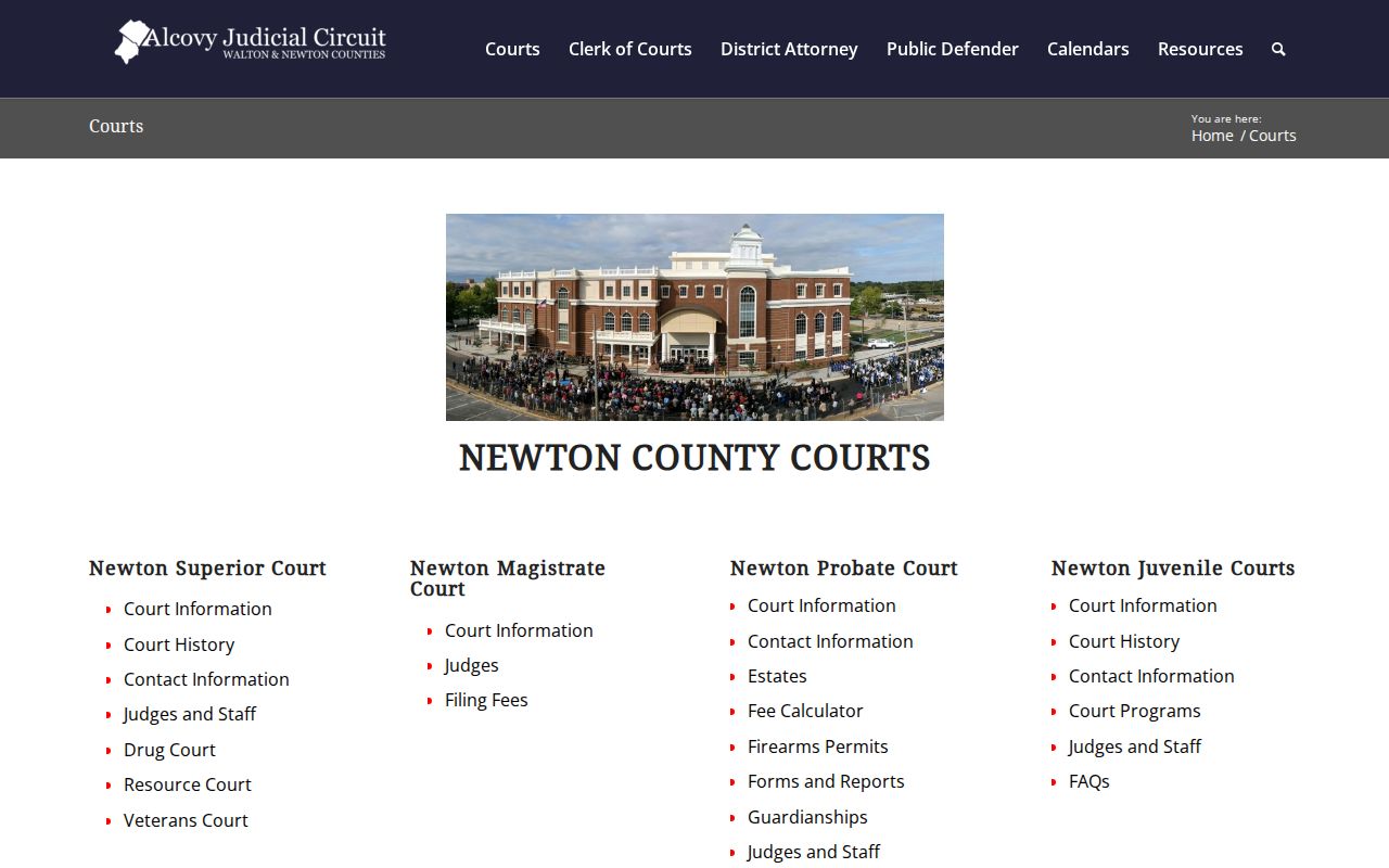 Newton County court docket official Alcovy court directory
