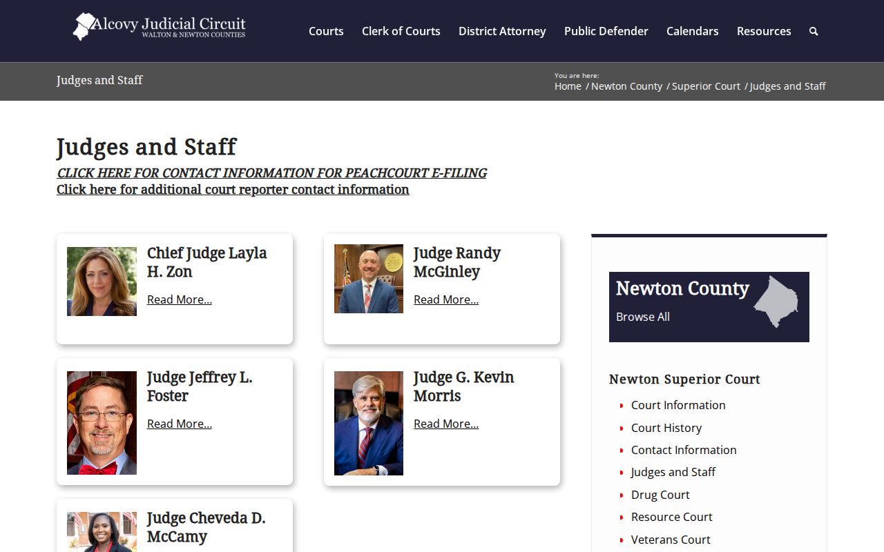 Newton County court docket Superior Court judge directory