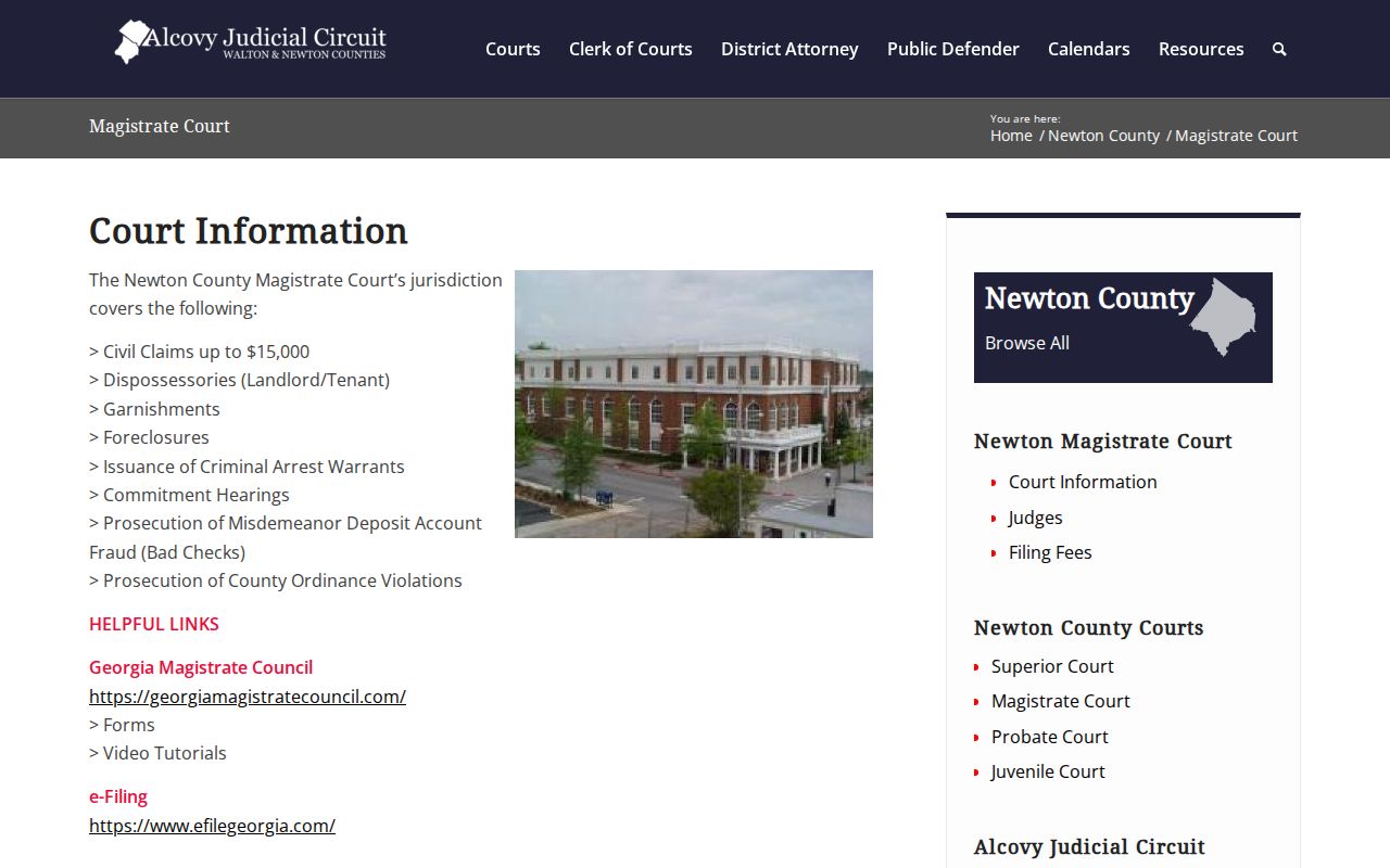 Newton County traffic court records and Magistrate jurisdiction